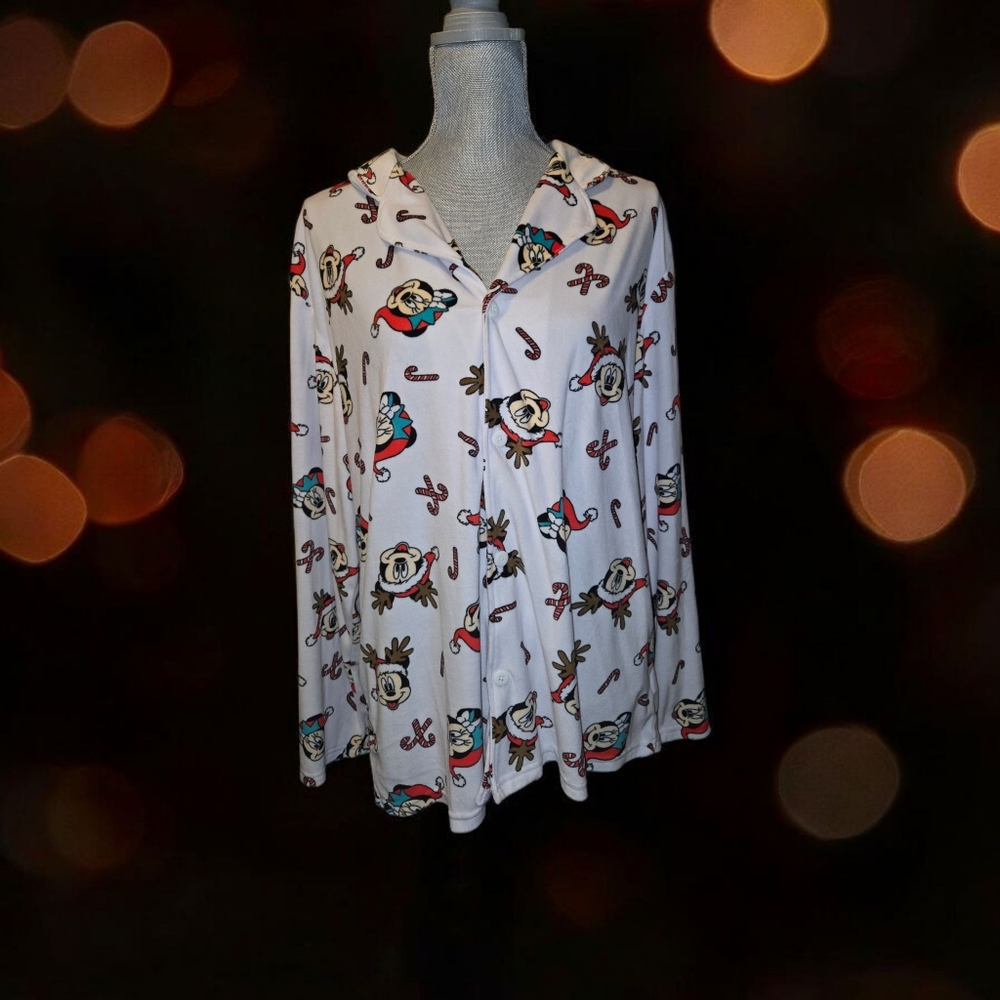 Disney Mickey Mouse Christmas Pajama Top Unisex Women's Size L